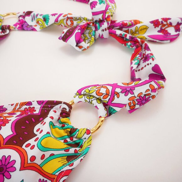 NWT Trina Turk Two-Piece Bikini Set Size 12 Hawaiian Garden Print Halter Tie - Picture 5 of 12